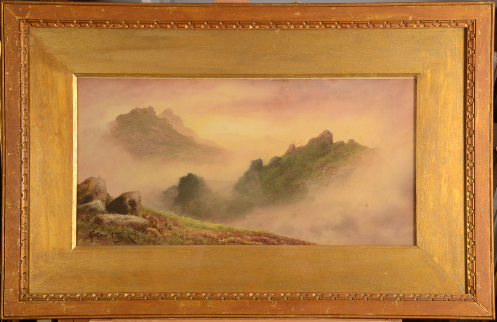 EUSTACE A TOZER Landscape at Sundown Watercolour Signed 26 x 50cm - Image 2 of 2