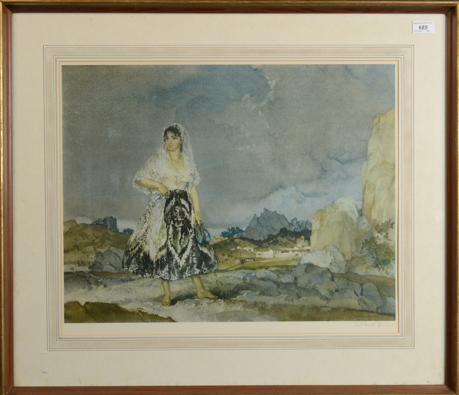 WILLIAM RUSSELL FLINT Rosalba Print Signed Image size 44 x 57cm - Image 2 of 2