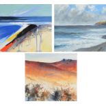 BARRIE BRAY Cornish coast Gouache Together with two other gouache pieces by the same hand Each