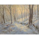 WILLIAM PIPER Winter woodland Oil on board Signed 26 x 34cm