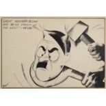 HYMAN SEGAL 'Great Hammer-Blows are Being Struck in The West' - Hitler Ink cartoon Signed 20 x 29.