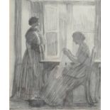 LAURA KNIGHT Two Figures Pencil on paper 26 x 21 cm Provenance:from the estate of S J Lamorna Birch.