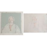 DAVID FERGUSON Male Portraits (a pair) Mixed media 52 x 65/42 x 42 cm