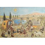 Romany Gypsy Camp Oil on canvas 50 x 73cm