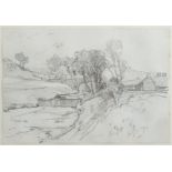 SAMUEL JOHN LAMORNA BIRCH Landscape with a bridge Pencil drawing Dated 1939 17 x 25.