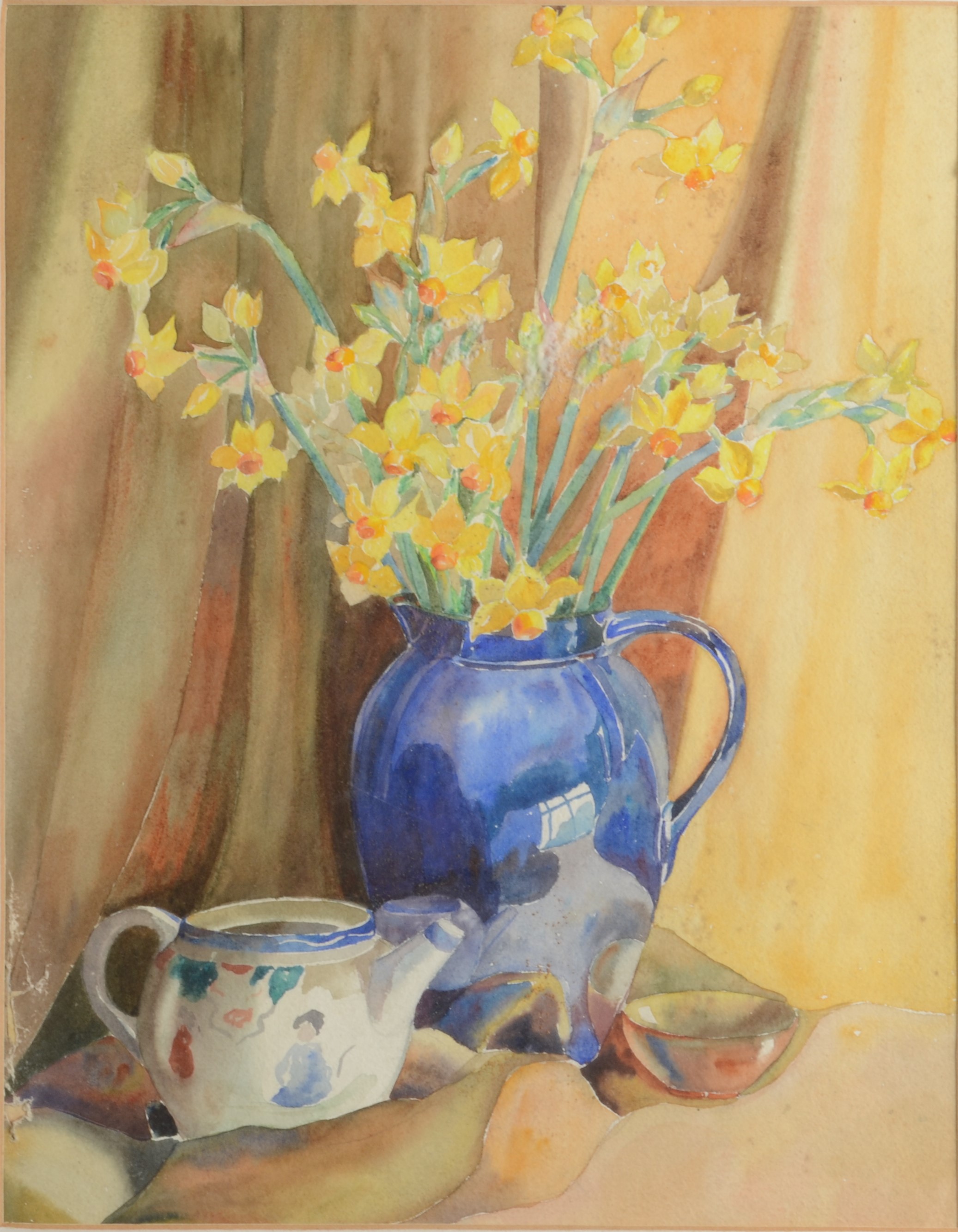 MARION HOCKING Still Life With Daffodils Watercolour 44 x 35 cm