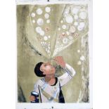 RICHARD PLATT Blowing Bubbles circa 1951 Three colour lithograph Signed and inscribed by the