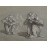 JAMES HENRY DOWD Monkeys Charcoal and chalk Signed and dated 1911 26 x 34.