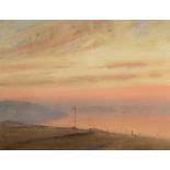 ALBERT MOULTON FOWERAKER St Ives Bay Sunset Watercolour Monogrammed 33 x 43cm Condition