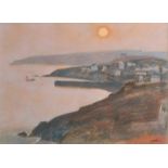 KEN SYMMONS Cornish Harbour Pastel Signed 53 x 72 cm