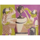 RICHARD PLATT Water Fountain and Children circa 1950 Three colour lithograph Signed and inscribed