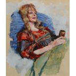 ROBERT OSCAR LENKIEWICZ Lynn Harris In My Bed Gouache Signed Inscribed to the back 23.