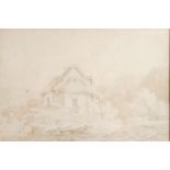 PAUL SANDBY MUNN A Country Cottage Pen and wash Inscribed in the mount 21 x 31 cm