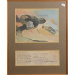 HERBERT W BICKLE Wooden bridge Oil on board Signed Together with a Graham Sutherland print