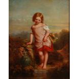 Attibuted to WILLIAM HEMSLEY Young Girl Drawing Water at a Well Oil on canvas 45 x 35 cm