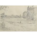 SAMUEL JOHN LAMORNA BIRCH Fishing on the bend Pencil drawing Initialled and dated 1937 18 x 25.
