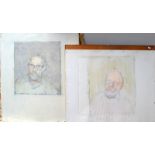 DAVID FERGUSON Male portraits (a pair) Mixed media 76 x 66 cm/59 x 74 cm