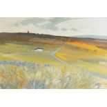 BARRIE BRAY Moorland Farm Penwith Oil on canvas Monogrammed Inscribed to the back 40 x 60cm The