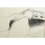 JUDY SYMONS Reclining nude Charcoal Signed 41 x 58cm