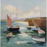 ERIC WARD St Ives Harbour Oil on canvas Signed and dated 2014 to the back 25.5 x 25.