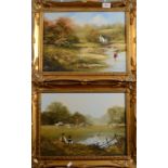 LES PARSON Riverside children Two oils Each signed Together with four prints