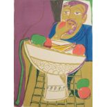 RICHARD PLATT Myself with Fruit circa 1950 Three colour lithograph Signed and inscribed by the