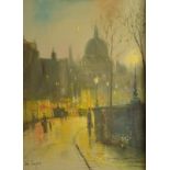 JOHN BAMPFIELD Evening Street Scene Oil on canvas Signed 40 x 30cm