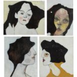 BEN CARRAVICK Head of a woman Mixed media Signed Four similar small works.