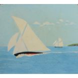 LEWIS MITCHELL Gaff rigged racing yachts Oil on board Signed and dated 1991 46 x 52cm