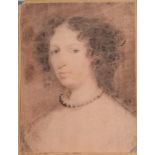 Circle of PETER LELY Portrait of Nell Gwyn Drawing Inscribed and dated 1667 28 x 20cm