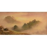 EUSTACE A TOZER Landscape at Sundown Watercolour Signed 26 x 50cm