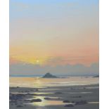 JOHN MILLER Mounts Bay Evening Oil on canvas Inscribed on the back 61 x 51 cm Condition