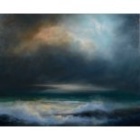 RICHARD BLOWEY Storm Over Mounts Bay Oil on canvas Signed 61 x 76cm