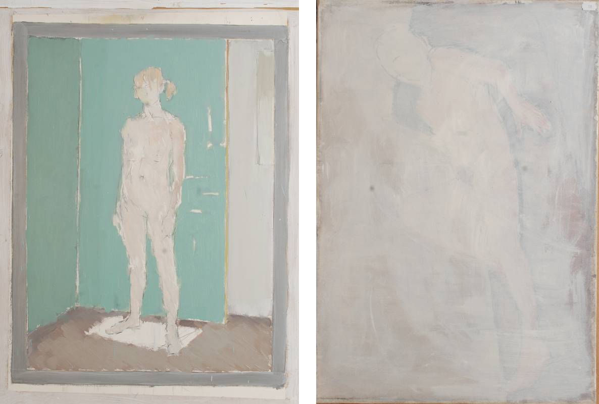 DAVID FERGUSON Naked Study (two works) Mixed media 61 x 58/67 x 47 cm