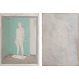 DAVID FERGUSON Naked Study (two works) Mixed media 61 x 58/67 x 47 cm