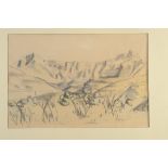 ANTHONY JOHN Landscape Mixed media (charcoal and watercolour) Signed Inscribed on the reverse 37 x