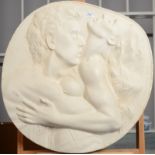 COLIN SCUBB Lovers Moulded relief Signed to the back Diameter 59cm