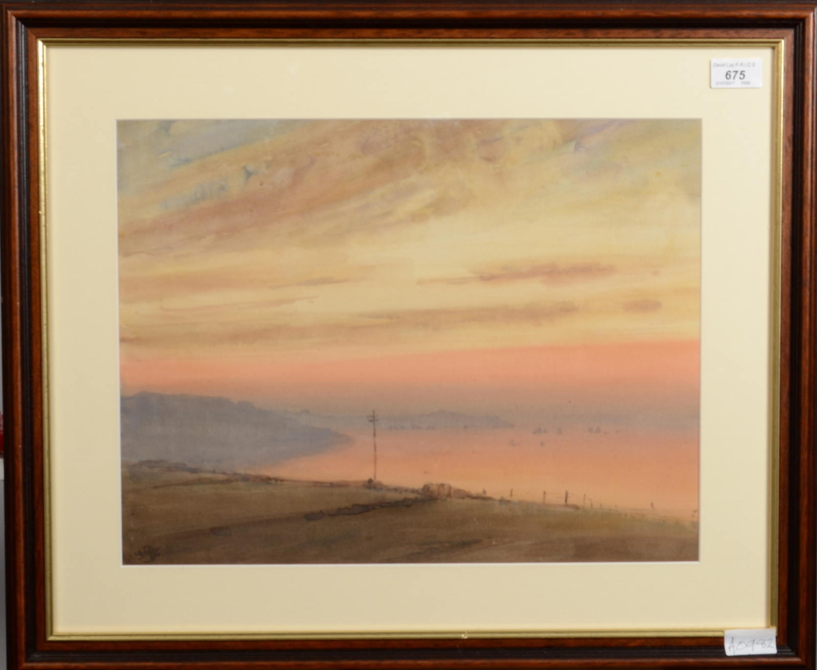 ALBERT MOULTON FOWERAKER St Ives Bay Sunset Watercolour Monogrammed 33 x 43cm Condition - Image 2 of 2