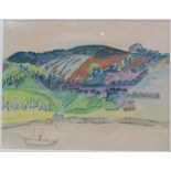 ALEC GEORGE WALKER Riverside hills Watercolour 25 x 32cm Alec Walker was the founder of Crysade