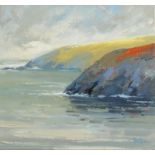 BARRIE BRAY Tregerthen Cliff & Mussel Point from Zennor Head Oil on canvas Monogrammed Signed,