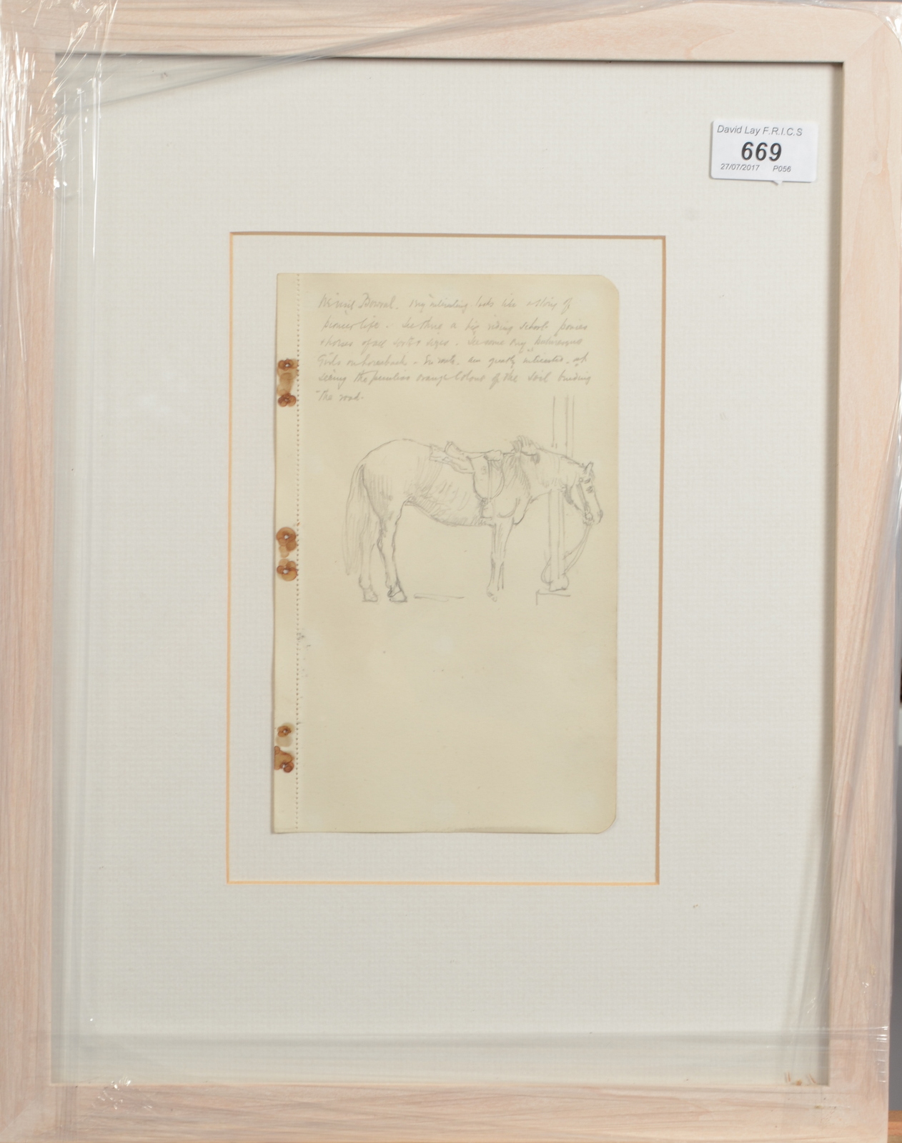 SAMUEL JOHN LAMORNA BIRCH Study of a pony Pencil drawing A page from a notebook Inscribed 20 x - Image 2 of 2