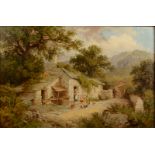 19TH CENTURY ENGLISH SCHOOL Lane near Derwent Water and Hillside cottage Oil on canvas,