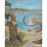 N JAMES A Fishing Harbour Oil on board Signed 50 x 40 cm