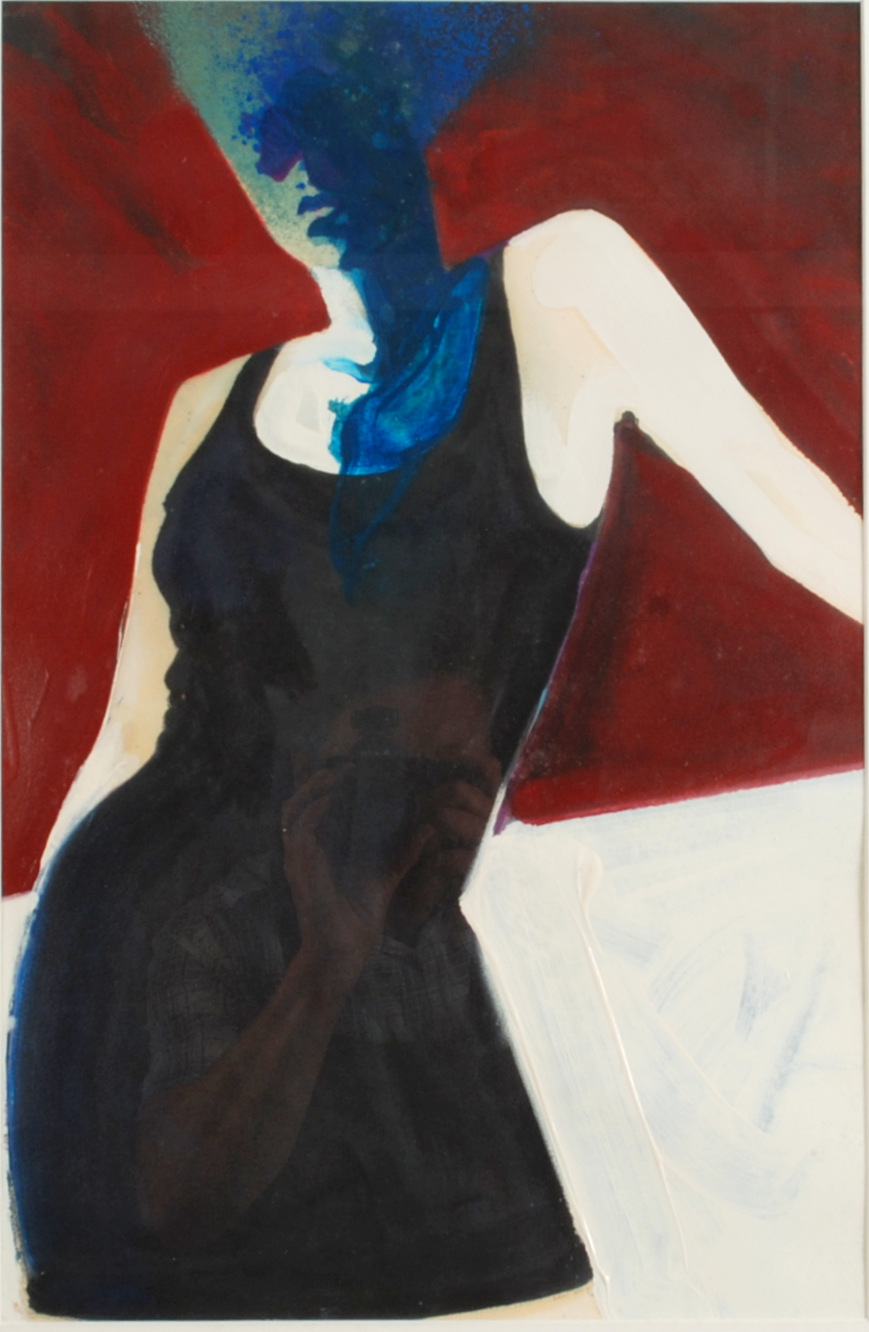 LAR CANN Fallen Angel: Figure in a Black Dress Mixed media on paper Inscribed on the back 1991 53 x