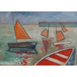 JACK PENDER Boats in A Harbour Oil on board Signed and dated 1992 24 x 34 cm Condition