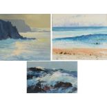 BARRIE BRAY Three coastal works One monogrammed Two oils on canvas one watercolour The Bray