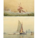 FREDERICK JAMES ALDRIDGE Sailing boats by a port Watercolour Signed 17.