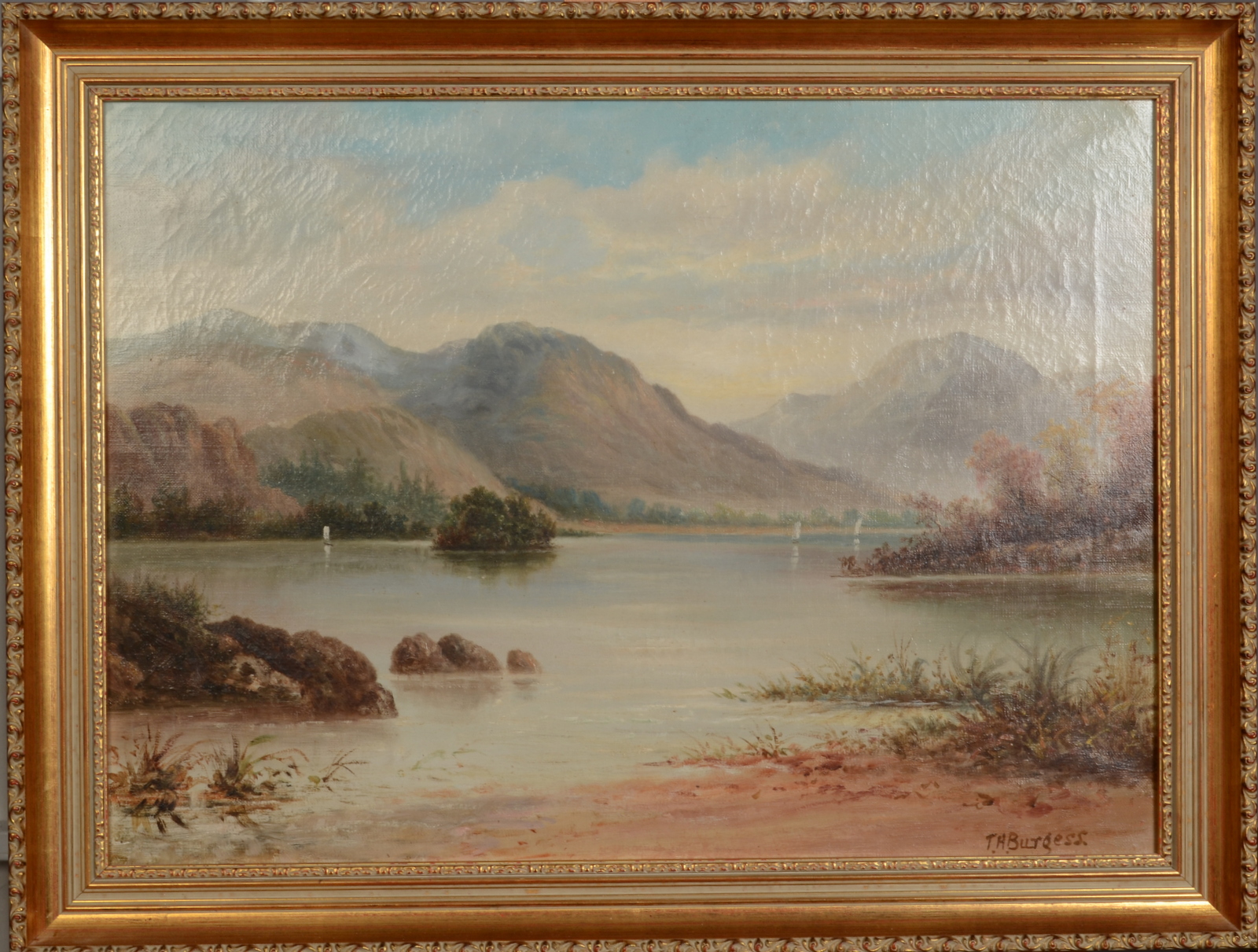 T H BURGESS A Lakeland Landscape Oil on canvas Signed 39 x 55 cm - Image 2 of 2