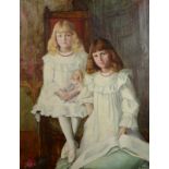 VINCENT HILL Portrait of Two Young Girls Oil on canvas Signed and dated 1904 90 x 70 cm