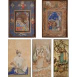 Five Indo-Persian miniatures. Condition report: The largest are 18.5 x 13.5cm.